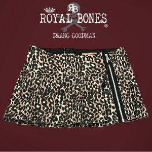 Royal Bones Pleated Lopard Mini Skirt /Deadstock